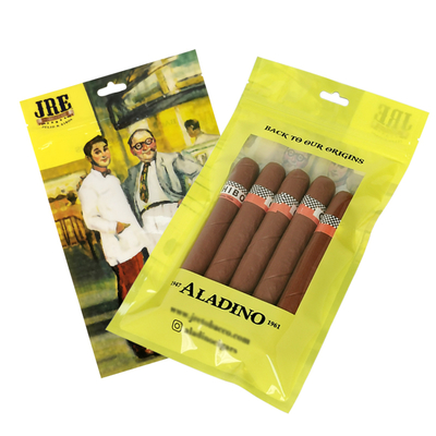 Sacoche d'emballage à fermeture à glissière Sac à cigarettes fermeture à glissière en boîte Sac en plastique pour cigares Fabricant professionnel d'emballages de tabac