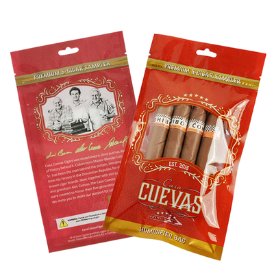 Sélecteur thermique résistant à l'odeur personnalisé Mylar Foil Bag Spot UV Mailer Bags Cigar Packaging Bag avec sac à cigares fermé à glissière