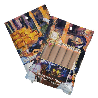 Sac d'emballage pour cigares Ziplock imprimé sur mesure, sac d'emballage pour feuilles de tabac, sacs d'emballage alimentaire givrés