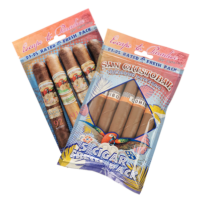 Impression à la gravure sur mesure Sacs de cigares humidifiés Ziplock Sacs de cigares humides 5 cigares Package simple avec fenêtre transparente Package en plastique