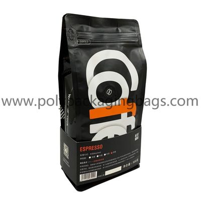 La tirette faite sur commande de logo a imprimé les sacs zip-lock noirs mats en plastique pour l'emballage de café