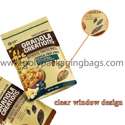 Support clair en aluminium en gros fait sur commande de fenêtre vers le haut des sacs de empaquetage de tirette de papier d'emballage de poche