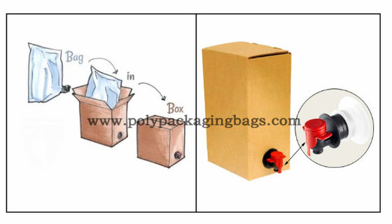 Sac liquide réutilisable de BAVOIR de sac de papier d'aluminium de stockage de double couche dans des sacs de boîte pour le vin