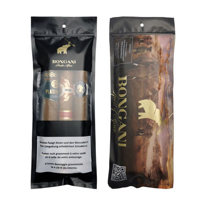 Logo personnalisé Sacs Mylar en plastique Sacs de contrôle de l'humidité des cigares Avec fermeture à glissière Sac humidor Sacs d'emballage de cigares humidor