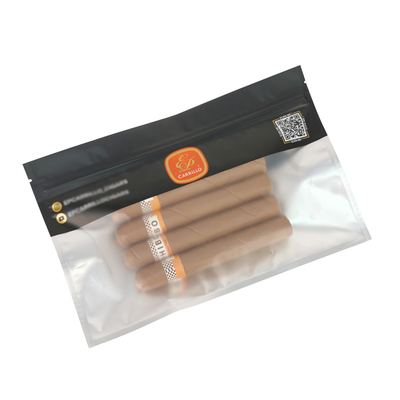 Sac d'emballage alimentaire à fermeture éclair et à fermeture éclair personnalisé pour cigares imprimés, résistant à l'humidité et aux odeurs, emballage en plastique pour tabac et cigares, sacs en Mylar