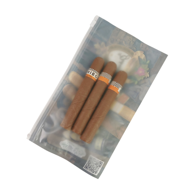Impression de logo personnalisée pour emballage de cigares, fermeture à glissière coulissante, sac en plastique pour pipe à tabac, étui à cigares avec humidificateur, pochettes d'emballage à fermeture éclair