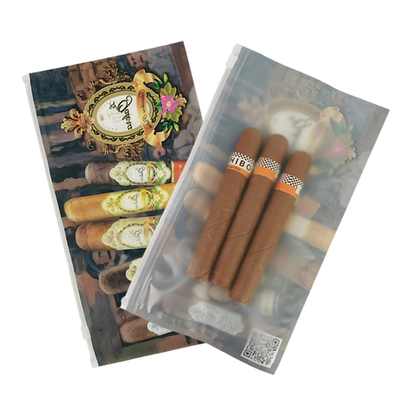 Impression de logo personnalisée pour emballage de cigares, fermeture à glissière coulissante, sac en plastique pour pipe à tabac, étui à cigares avec humidificateur, pochettes d'emballage à fermeture éclair