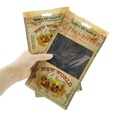 Sacs humidifiants pour cigares à fermeture à glissière imprimés sur mesure Sacs d'emballage de cigares humidifiés avec système d'hydratation pour les accessoires de cigares
