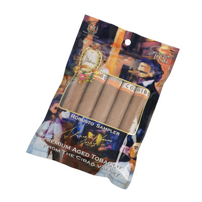 Sac d'emballage pour cigares Ziplock imprimé sur mesure, sac d'emballage pour feuilles de tabac, sacs d'emballage alimentaire givrés