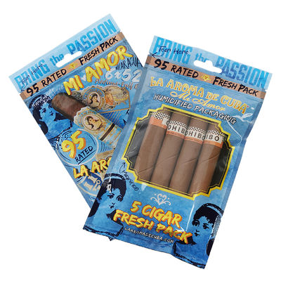 Sac d'emballage pour cigares en mylar et aluminium avec logo personnalisé, à fermeture éclair, à soufflet latéral en plastique transparent, pour produits ménagers et cigares