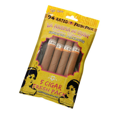 Sacs d'emballage pour cigares personnalisés avec fermeture éclair, pochettes en plastique humidifiées pour cigares avec couche hydratante ﻿