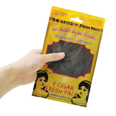 Sacs d'emballage pour cigares personnalisés avec fermeture éclair, pochettes en plastique humidifiées pour cigares avec couche hydratante ﻿