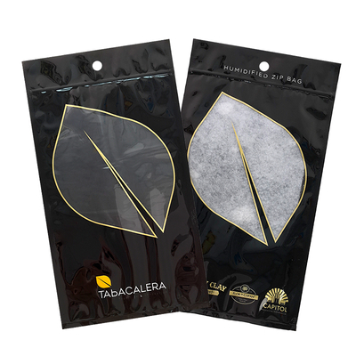 Emballage en plastique PE PET personnalisé résistant à l'humidité, fermeture à glissière réutilisable, sac Mylar, conception permanente pour les cigares de tabac, estampage à chaud