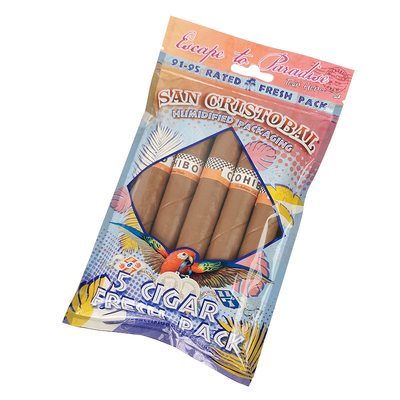 Impression à la gravure sur mesure Sacs de cigares humidifiés Ziplock Sacs de cigares humides 5 cigares Package simple avec fenêtre transparente Package en plastique