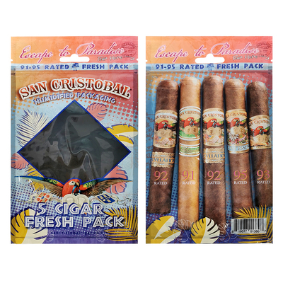 Impression à la gravure sur mesure Sacs de cigares humidifiés Ziplock Sacs de cigares humides 5 cigares Package simple avec fenêtre transparente Package en plastique