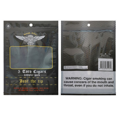 Sacs plats sur mesure résistants à l'humidité, imprimés, thermoscellables, en feuille d'aluminium Mylar, scellés sur 3 côtés, pour feuilles de tabac et enveloppes de cigares