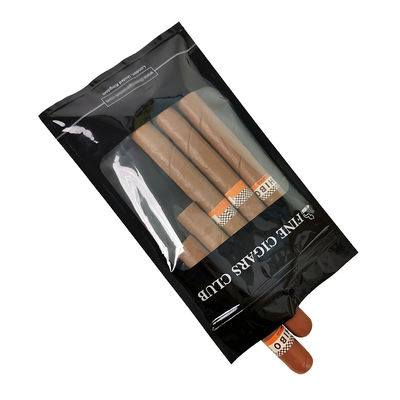 Sac d'emballage en plastique auto-développé - Sacs à cigares / Sac à cigares d'humidité avec fermeture éclair et fenêtres