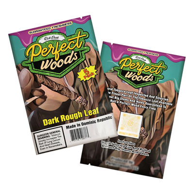 Foil Mylar plastique inodore résistant à l'humidité du tabac 30g 50g sacs d'emballage de cigares avec encoche déchirante