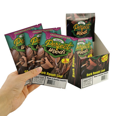 Foil Mylar plastique inodore résistant à l'humidité du tabac 30g 50g sacs d'emballage de cigares avec encoche déchirante