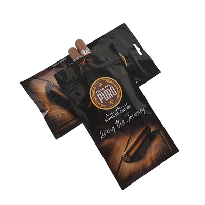 Sac d'emballage à fermeture à glissière pour cigares en plastique imprimé sur mesure avec fermeture à glissière Sac Mylar pour cigares de tabac