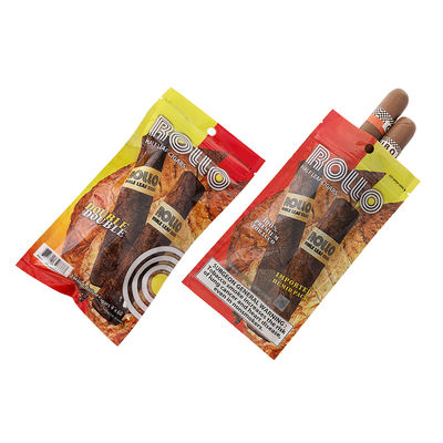 Sachet d'emballage plastique refermable en feuille de fermeture éclair à trois côtés, avec fenêtre transparente, pour cigares à feuilles naturelles, hydratant
