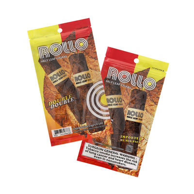 Sachet d'emballage plastique refermable en feuille de fermeture éclair à trois côtés, avec fenêtre transparente, pour cigares à feuilles naturelles, hydratant