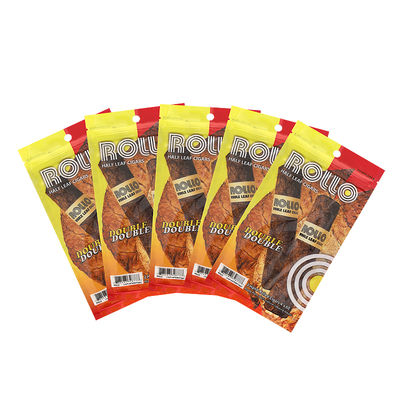 Sachet d'emballage plastique refermable en feuille de fermeture éclair à trois côtés, avec fenêtre transparente, pour cigares à feuilles naturelles, hydratant