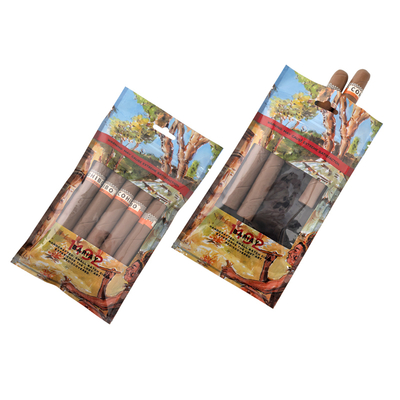 Sachet en Mylar pour tabac avec fermeture éclair en plastique, feuilles à rouler, emballage de cigares hydratant avec couche d'hygromètre