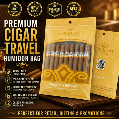 Volume 5 Cigars Sac d'emballage de cigares de qualité alimentaire TPU PE Durable à l'épreuve de l'humidité ré-fermé Poche parfaite pour le stockage du tabac