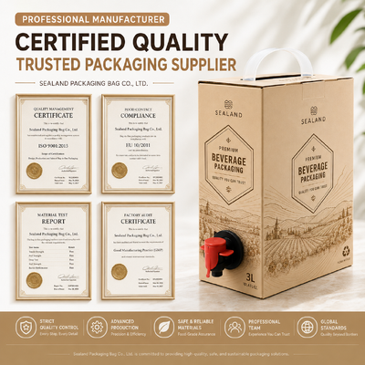 Sacs BIB personnalisés en boîte offrant des solutions d'emballage polyvalentes compatibles avec divers systèmes de remplissage et de distribution