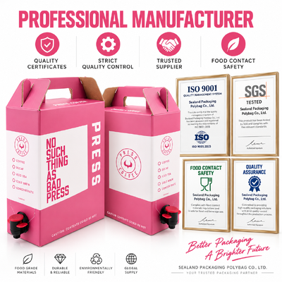 Systèmes Bag in Box personnalisés offrant des caractéristiques durables, résistantes aux fuites et conviviales