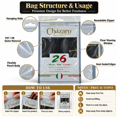 Des sacs de fermeture à glissière en plastique hydratant les cigares, des sacs humidificateurs pour cigares, contenant de 5 à 20 cigares, avec fermeture à glissière.