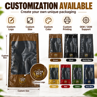 5 Sachets Humidificateurs pour Cigares, Résistants aux Déchirures et aux Perforations, Sacs en Plastique à Fermeture Éclair, Idéaux pour l'Humidification et le Stockage des Cigares