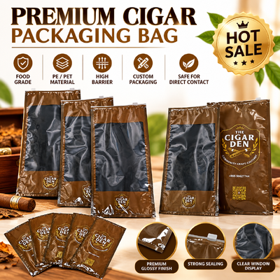 5 Sachets Humidificateurs pour Cigares, Résistants aux Déchirures et aux Perforations, Sacs en Plastique à Fermeture Éclair, Idéaux pour l'Humidification et le Stockage des Cigares