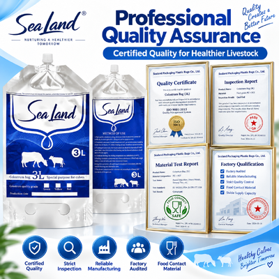 Sachet à bec refermable pour emballage de liquides, idéal pour emballer des jus, des sauces et des détergents liquides